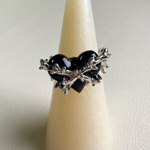 Silver and Black Heart Ring